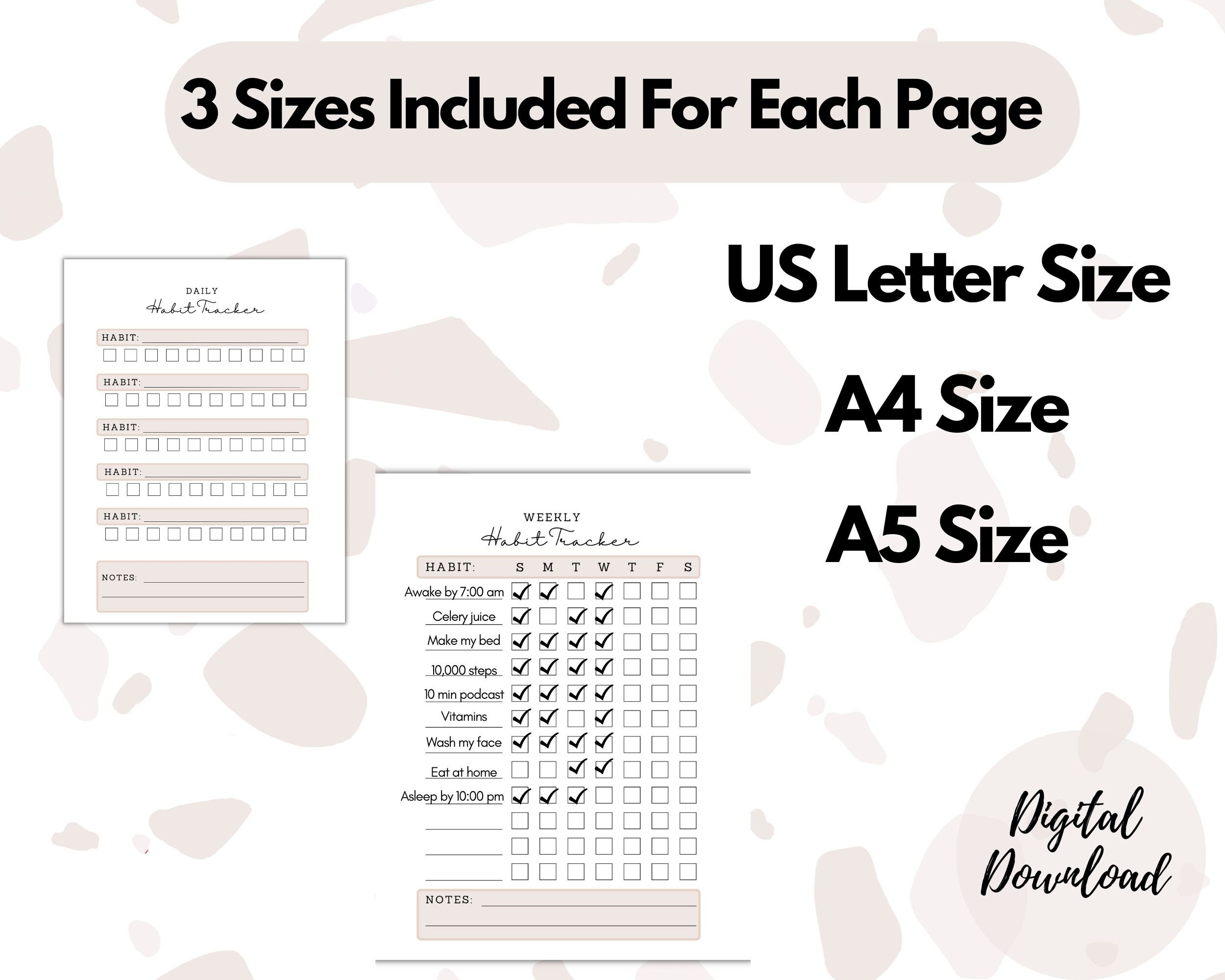 Printable Habit Tracker . Daily & Weekly Tracking. PDF Digital Editable ...