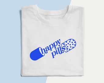 Happy Pills Unisex T-shirt, t-shirt voor geestelijke gezondheid, bewustzijnsshirt voor depressieangst
