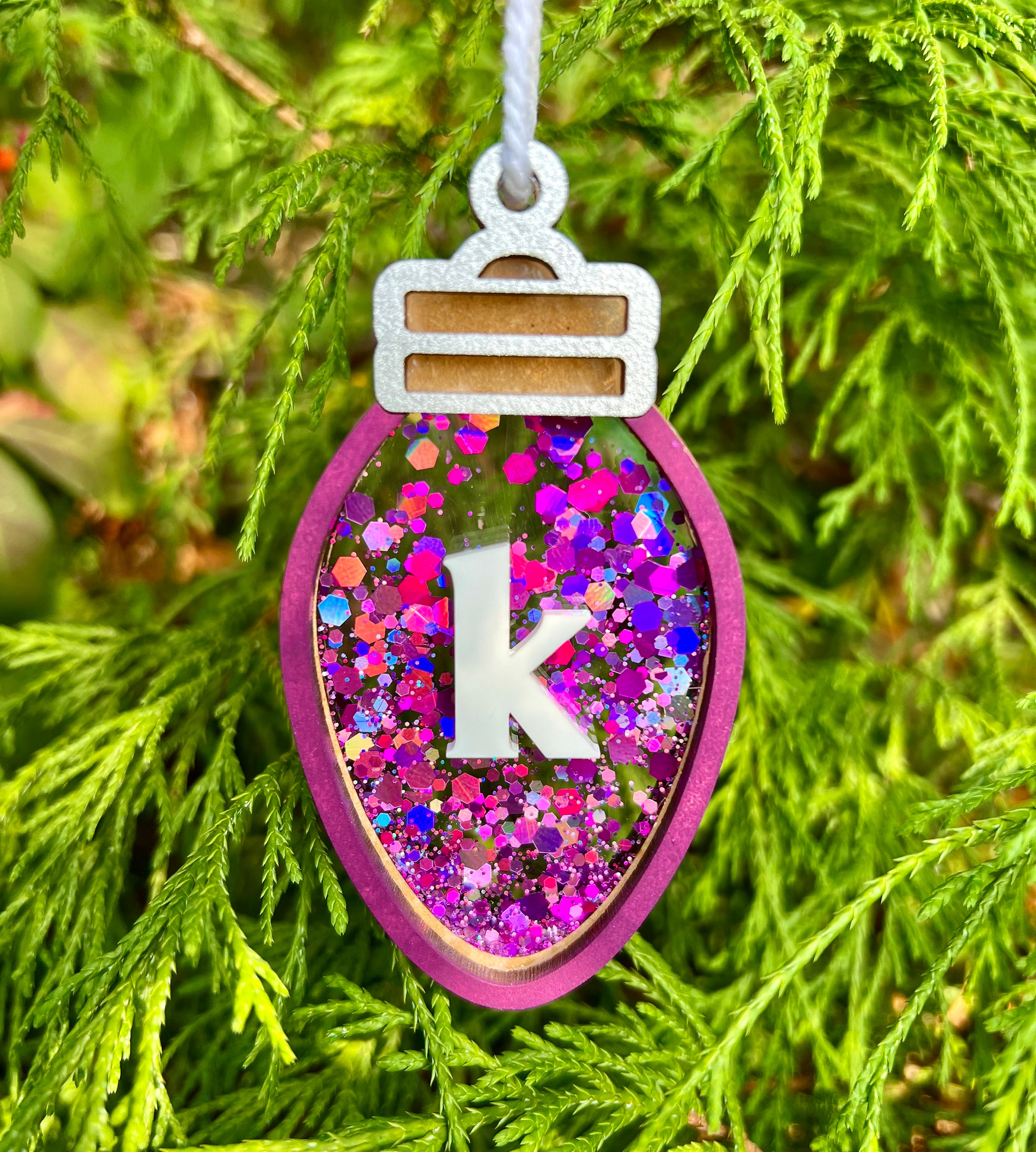 Christmas Lightbulb Shaker Ornament | Personalized | String Lights | Gift for Kids | Present Tag | Custom Name | Initial | 2025 | Holiday