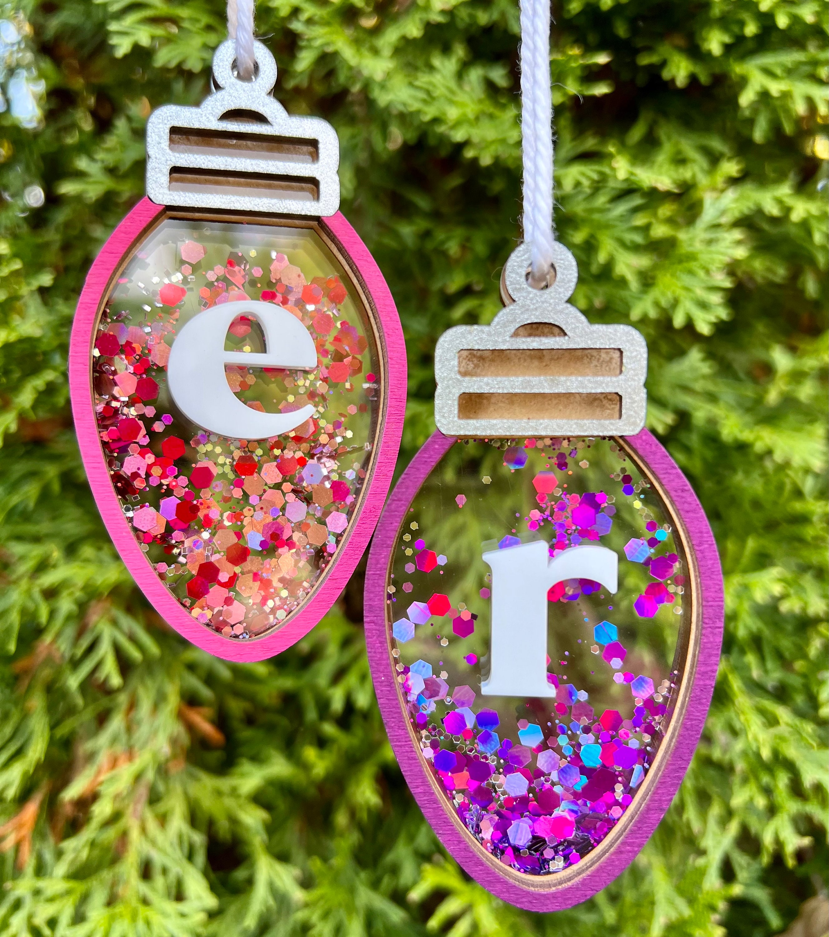 Christmas Lightbulb Shaker Ornament | Personalized | String Lights | Gift for Kids | Present Tag | Custom Name | Initial | 2025 | Holiday