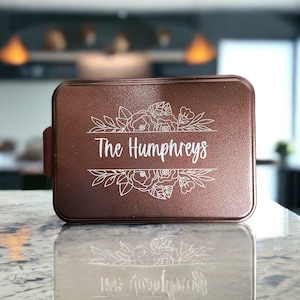 9x13 Personalized Metal Baking Pan with Lid, Cake Pan, Roasting, Wedding Gift, New Home Gift, Realtor Gift, Couples Gift, Bakers Gift