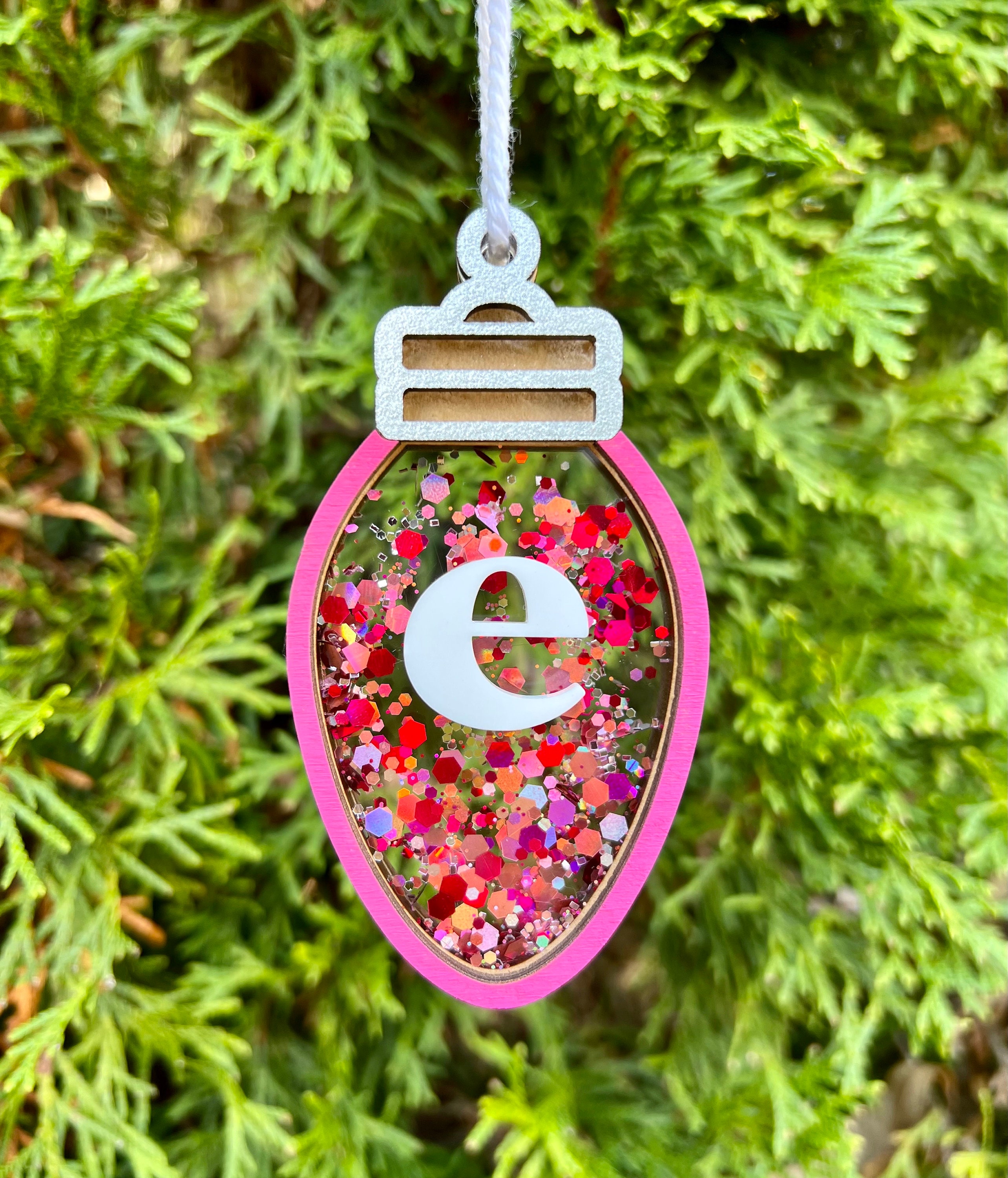 Christmas Lightbulb Shaker Ornament | Personalized | String Lights | Gift for Kids | Present Tag | Custom Name | Initial | 2025 | Holiday