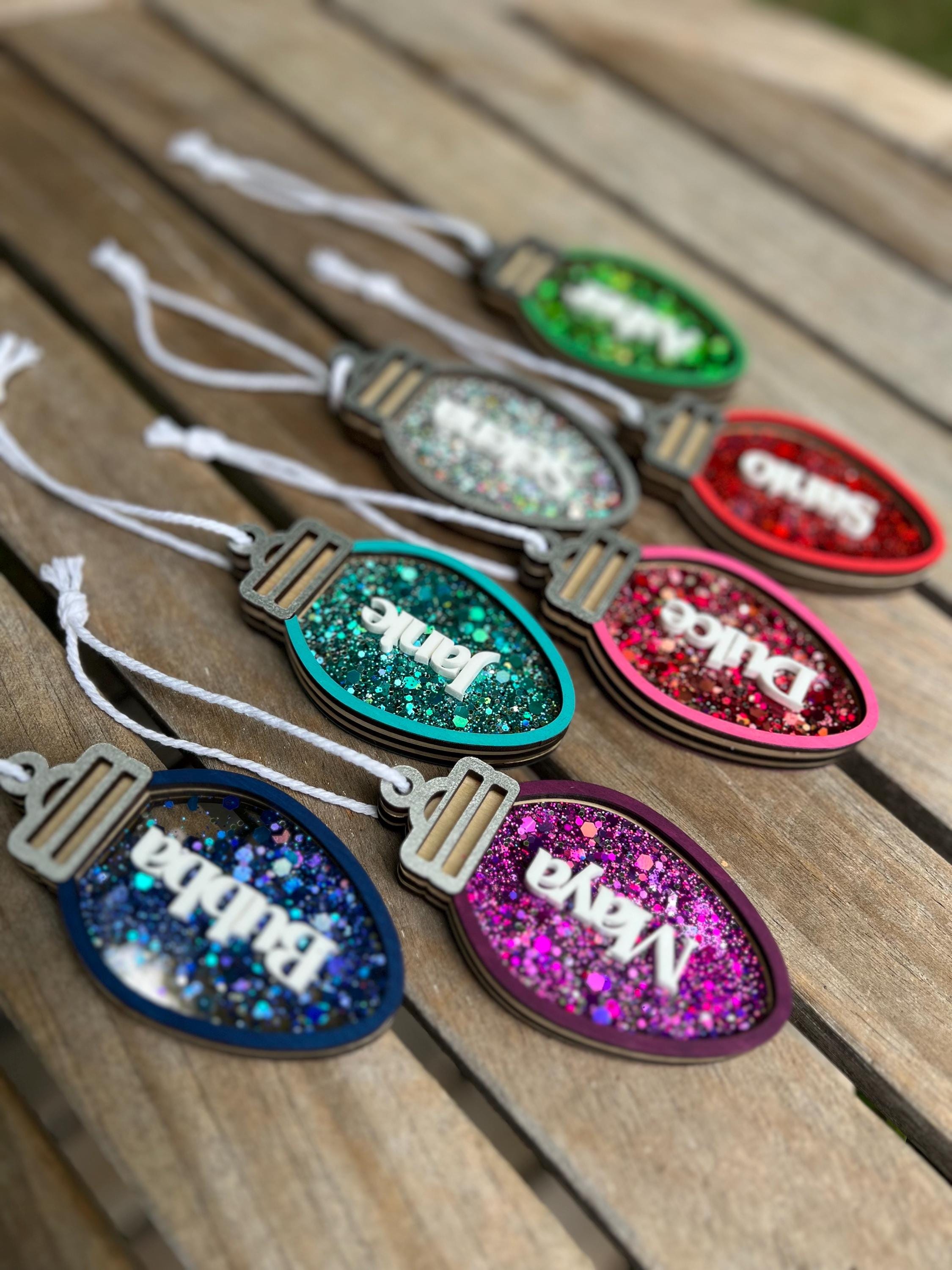 Christmas Lightbulb Shaker Ornament | Personalized | String Lights | Gift for Kids | Present Tag | Custom Name | Initial | 2025 | Holiday