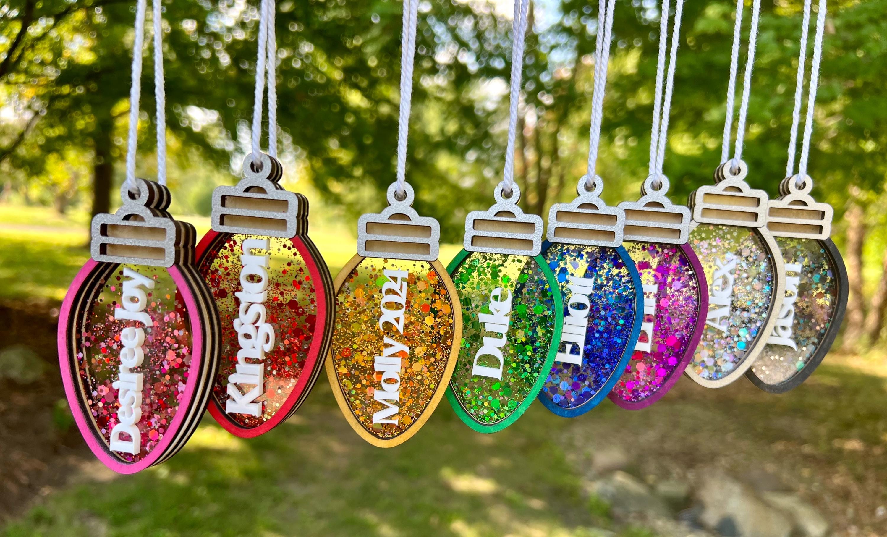Christmas Lightbulb Shaker Ornament | Personalized | String Lights | Gift for Kids | Present Tag | Custom Name | Initial | 2025 | Holiday