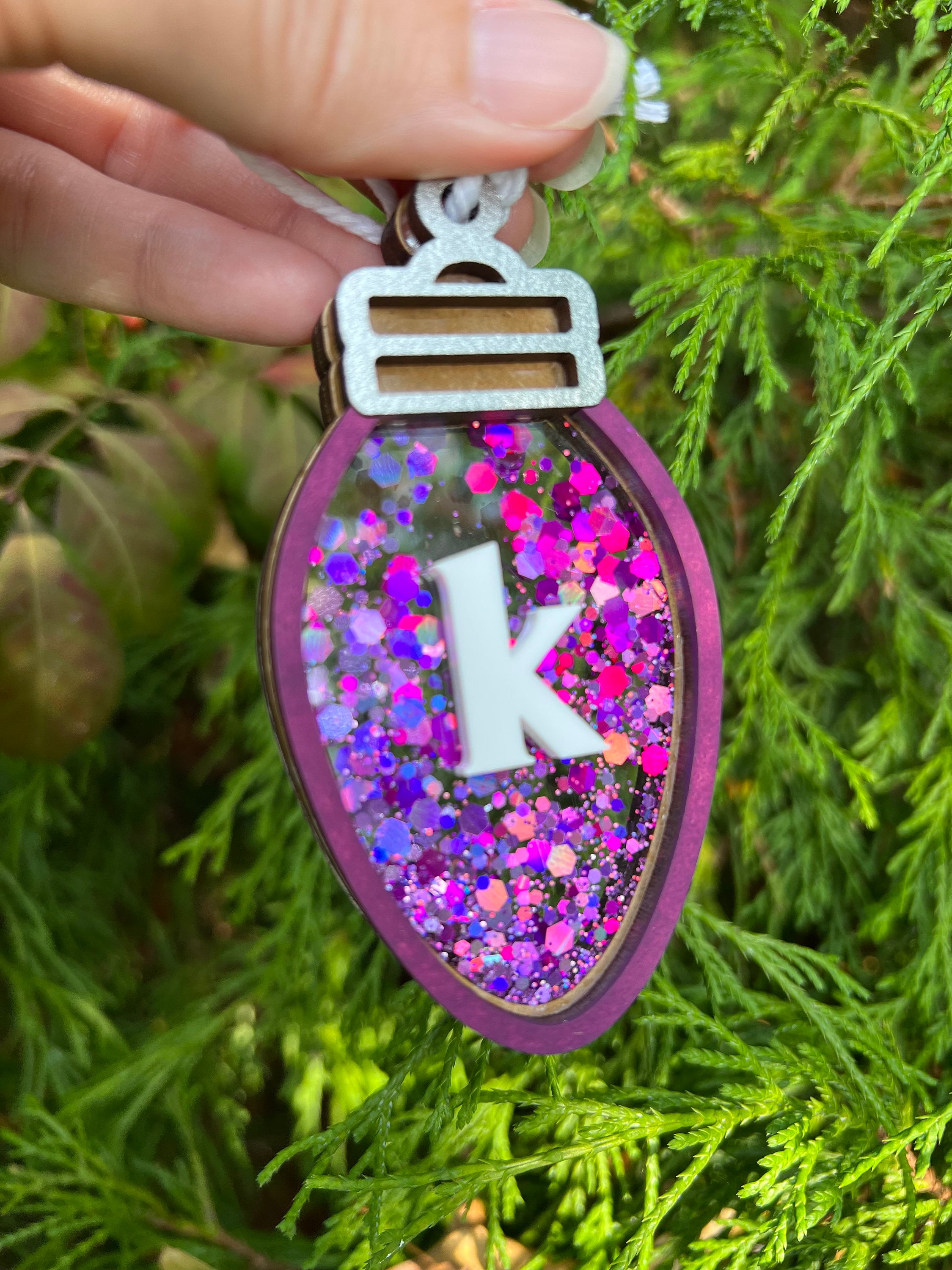 Christmas Lightbulb Shaker Ornament | Personalized | String Lights | Gift for Kids | Present Tag | Custom Name | Initial | 2025 | Holiday
