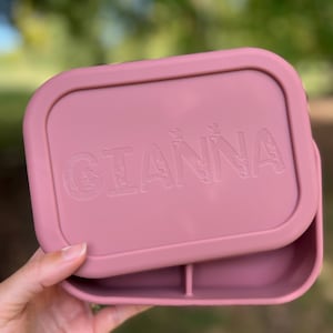 Personalized Silicone Bento Lunch Box | Snack Box | Kid School Lunch Box | Dishwasher Safe | Kids Snack Container | After School Snack Box