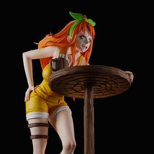 Nami STL 3D Print Model | One Piece Inspired Figurine | Leaning Forward Pose | Anime Collectible
