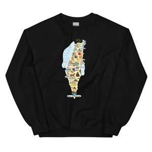 Palestinian City Map with Symbols Unisex Crewneck Sweatshirt