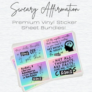 Badass Affirmation Sticker Sheets, F Word Profanity Inspirational Message Decals, Best Friend College Student Gift, Computer Sticker Bundles