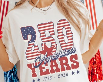 Comfort Colors Retro 250 Years America Anniversary Shirt, Patriotic Flag 1776 Vintage 4th of July USA Independence Day Celebration Top
