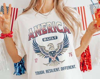 Vintage USA Eagle 1776 Shirt, Patriotic Graphic Tee, American flag Tshirt, Freedom Shirt for Men, 4th of July Comfort Colors Tee, Dad Gift