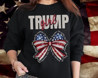 Girly Trump Inauguration Shirt, Patriotic Coquette Bow Sweatshirt, 45 47 President Trump Ttshirt, Republican Conservative Gift, Jan 20 2025
