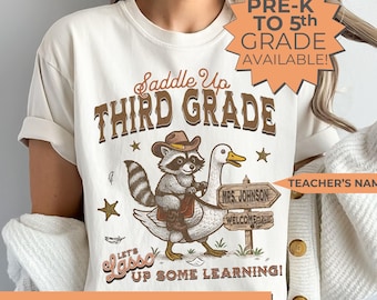 Personalized Teacher Shirt, 3rd Grade Western Tee, Funny Back to School Shirt, Comfort Colors Teacher Gift, Custom Grade Level Team Shirt