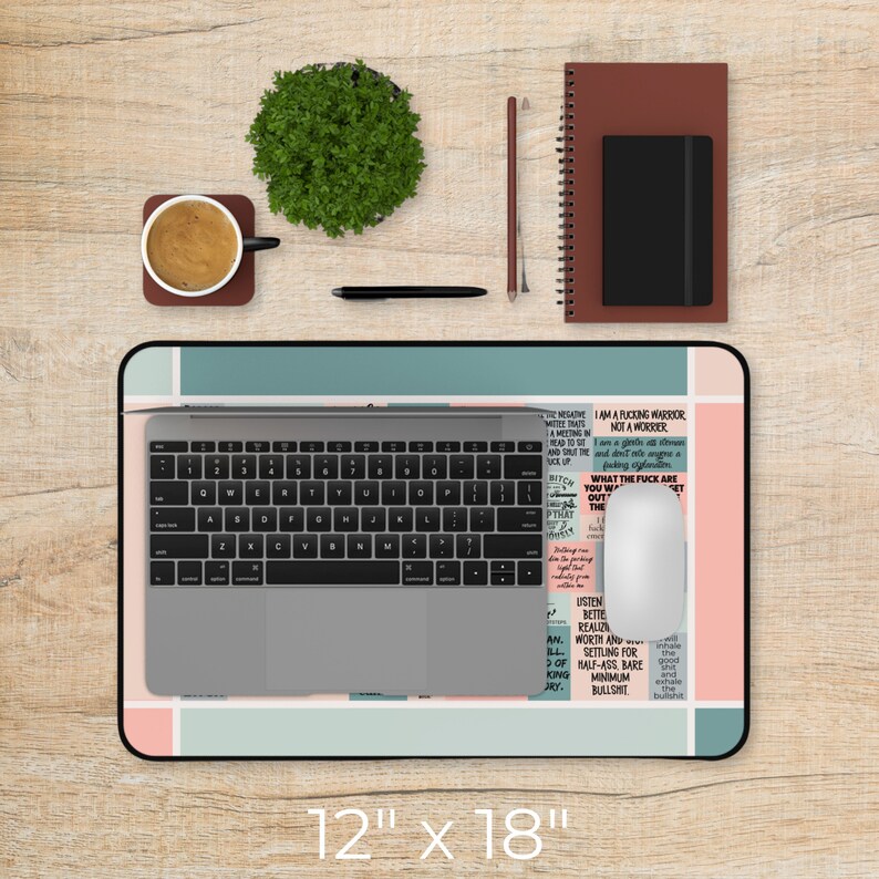 Badass Affirmation Desk Mat for Strong Women, Swear Affirmations xl mousepad desk mat for Badass Women, Cute Daily Affirmation Desk Decor 12" × 18"
