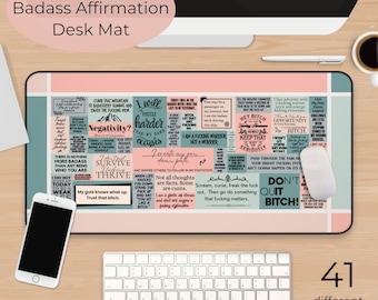 Badass Affirmation Desk Mat for Strong Women, Swear Affirmations xl mousepad desk mat for Badass Women, Cute Daily Affirmation Desk Decor