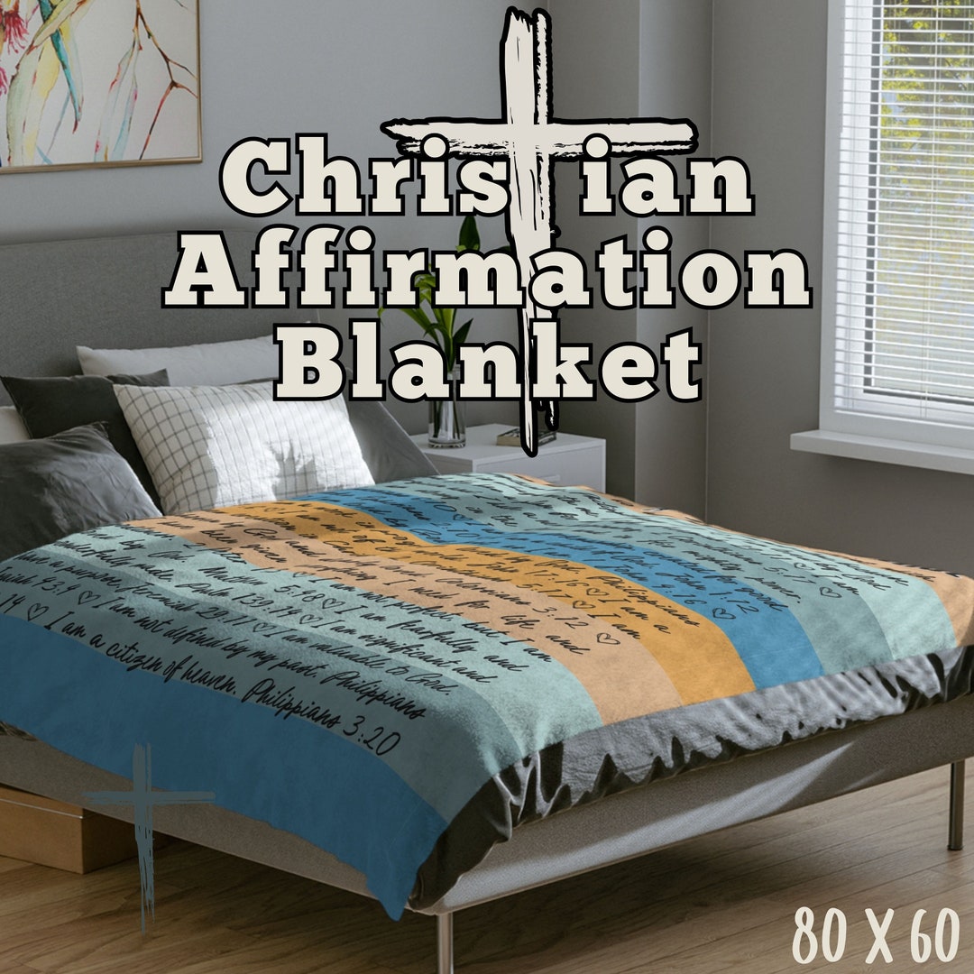 Affirmation Blanket for Christians, Positive Affirmations Minky Blanket