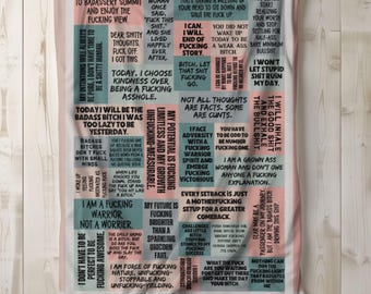 Badass Affirmation Blanket for Strong Women, Sweary Affirmations Minky Blanket for Badass Women, Daily Affirmation Inspirational Quote Gift