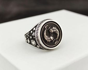 Sterling Silver Pisces Ring, Astrology Zodiac Jewelry