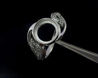 925 Sterling Silver Round Shape 10MM Blank Bezel Ring Setting DIY Cup with CZ, Handmade Silver Bezel Ring for Gemstone & Resin Work