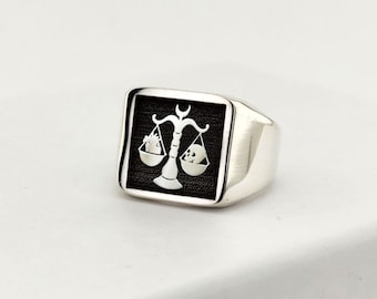 Anillo de plata de ley con el signo del zodiaco Libra / Regalo astrológico