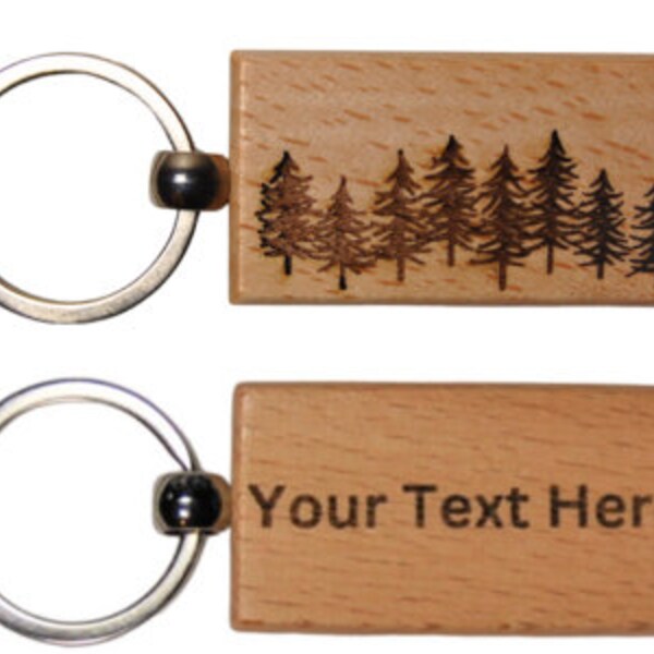 Custom engraved pine tree keychain - laser engraved pine tree keychain with name - fathers day gift - nature keychain with trees