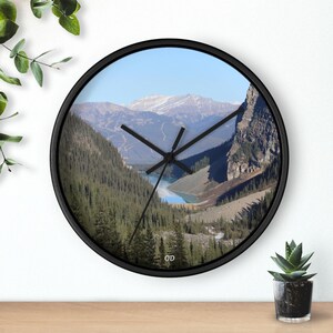 Wall Clock Lake Louise Aerial Beauty: Original No filter photograph Christmas holiday her him gift-giftful-gifted customiz ed personal