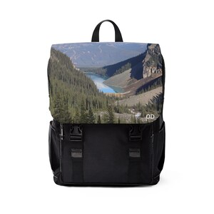 Nature&#39;s Splendor Unisex Shoulder Backpack: Lake Louise Aerial Beauty from Above, Canadian Rockies Majesty - Elevating your daily essentials