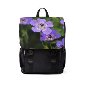 Sac à dos à bandoulière unisexe, fleur de lin originale sans filtre, photographie de vacances de Noël, cadeau personnalisé pour lui