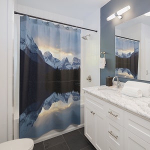 Shower Curtains Sunrise Mountain Reflection Original No filter photograph Christmas holiday her him gift-giftful-gifted customiz ed personal