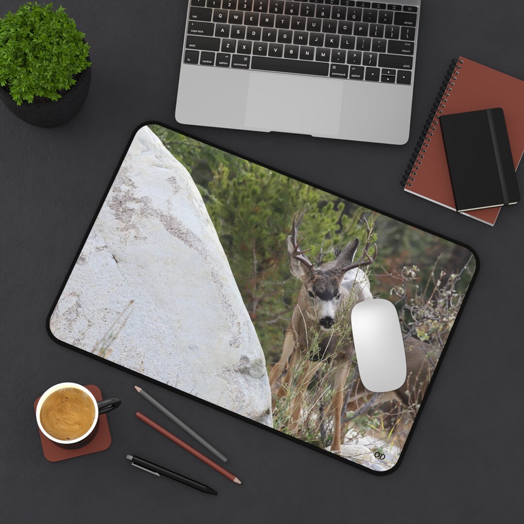 Whitetailed Deer Peeking in Jasper Canada Desk Mat Original Etsy