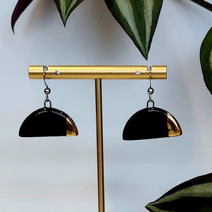 Handmade Porcelain Earrings, gold luster