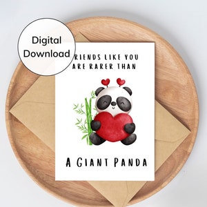 Druckbare, digitale Download niedlich und lustig Panda Karte, Freundschaftskarte, beste Freunde, Panda-Liebhaber, 5x7 Zoll, Grußkarte