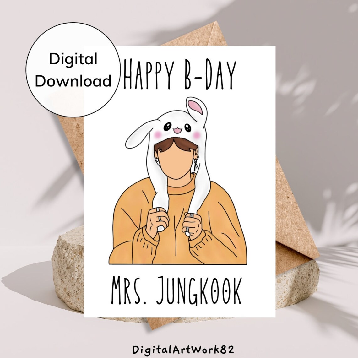 Printable Jungkook BTS Birthday Card, Jungkook BTS, Jeon Jungkook, BTS ...