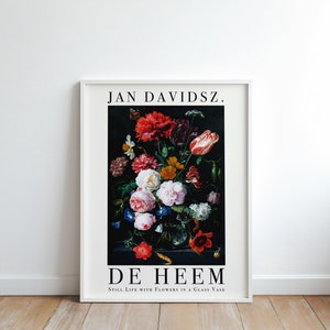 Jan Davidsz De Heem Still Life with Flowers Print, Vintage Gothic Floral Wall Art, Vintage Flower Painting, Wall Art, Digital Download