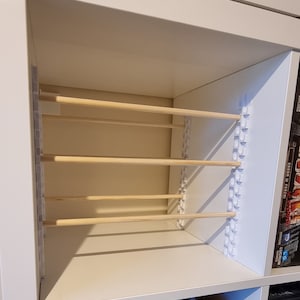 Adjustable Shelf Ikea Kallax double Inserts Cube Shelving for board games vinyls etc. Dowel Rod Shelves for cube