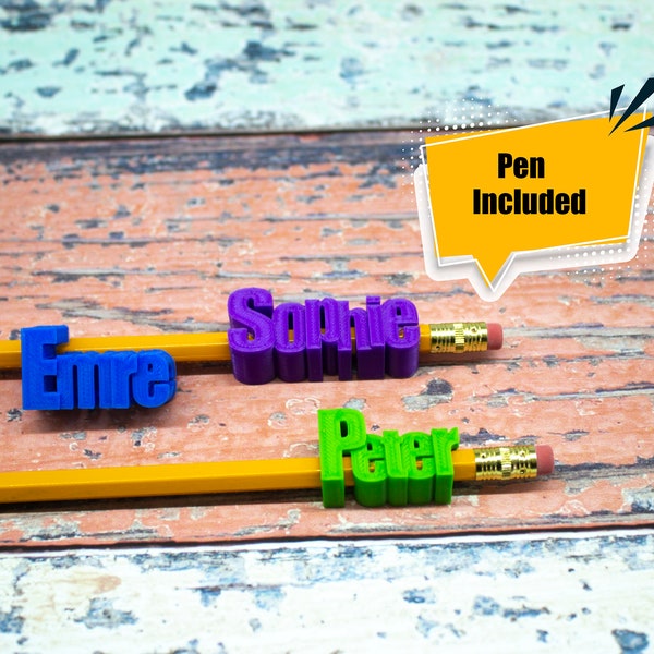 Pencil Topper Nom personnalisé, imprimé en 3D, Remplisseurs de sacs de fête, Faveurs, Sac d’école, Moins de 5 dollars, Petits cadeaux mignons, Cadeau des enseignants