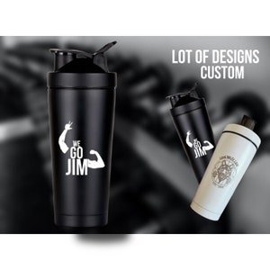 Protein Shaker / Custom Gym Gift / Metal Beverage Flask / 