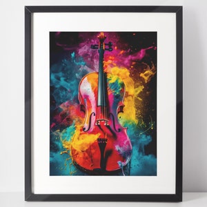 Cello wall art, colorful cello, music art, wall art, printable art, digital download, music instrument, Music Lover Gift