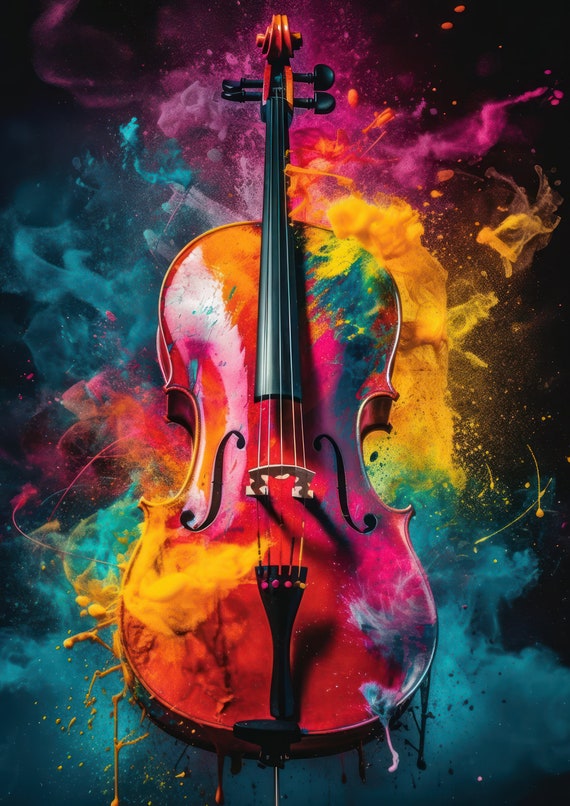 Cello Wall Art, Colorful Cello, Music Art, Wall Art, Printable Art