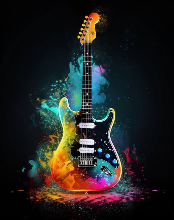 Electric Guitar Poster Art, Wall Print, Printable Art, Digital