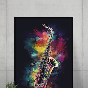 Saxophone Jazz Music Wall Art Print - Rustic Home Decor for Saxophonists, saxophone print, digital download, digital print