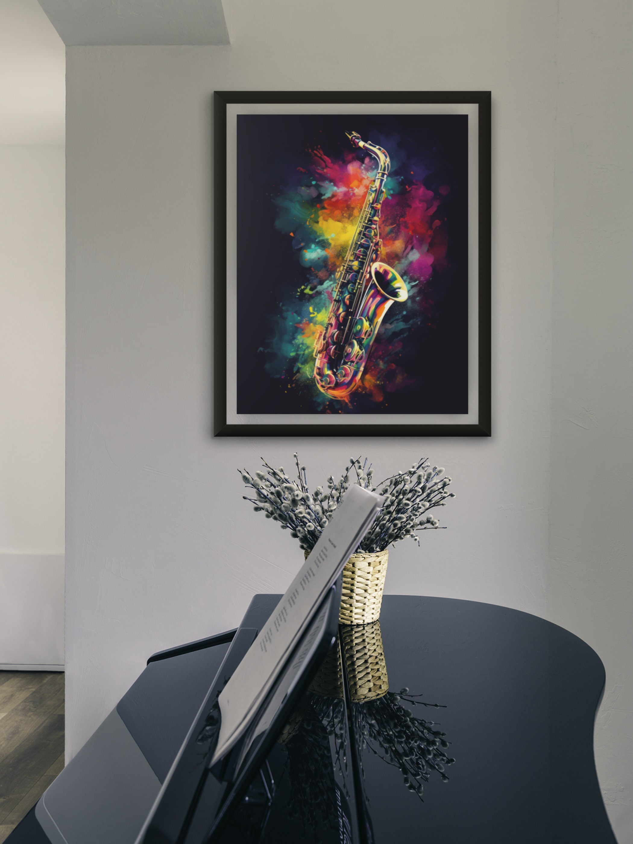 Saxophone Jazz Music Wall Art Print - Rustic Home Decor for ...