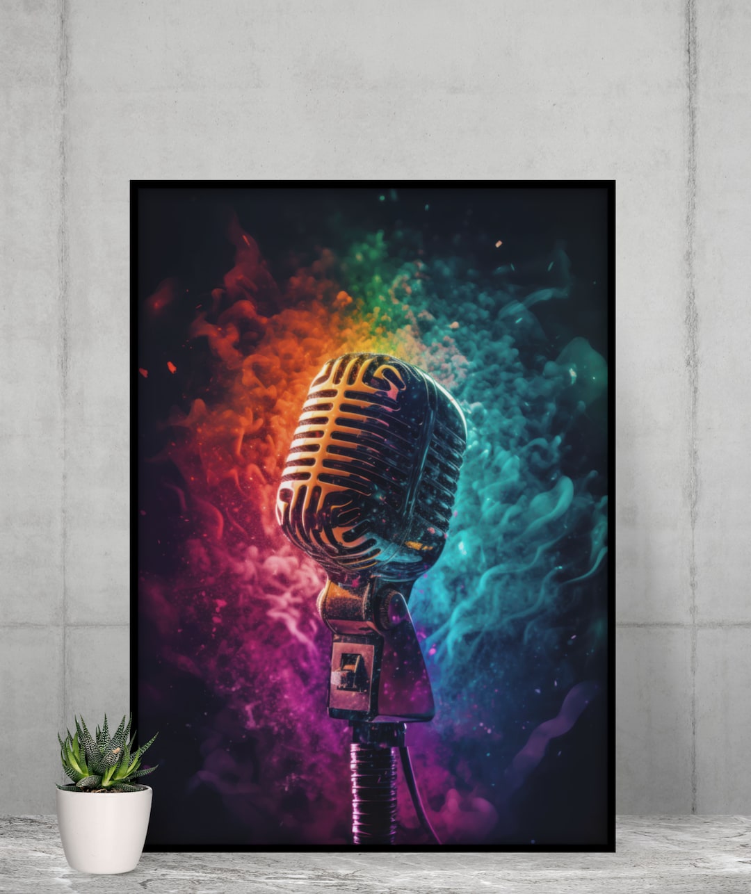 Microphone Wall Art for Music Studio Decor and Singer Gift, Digital Download, Digital Print