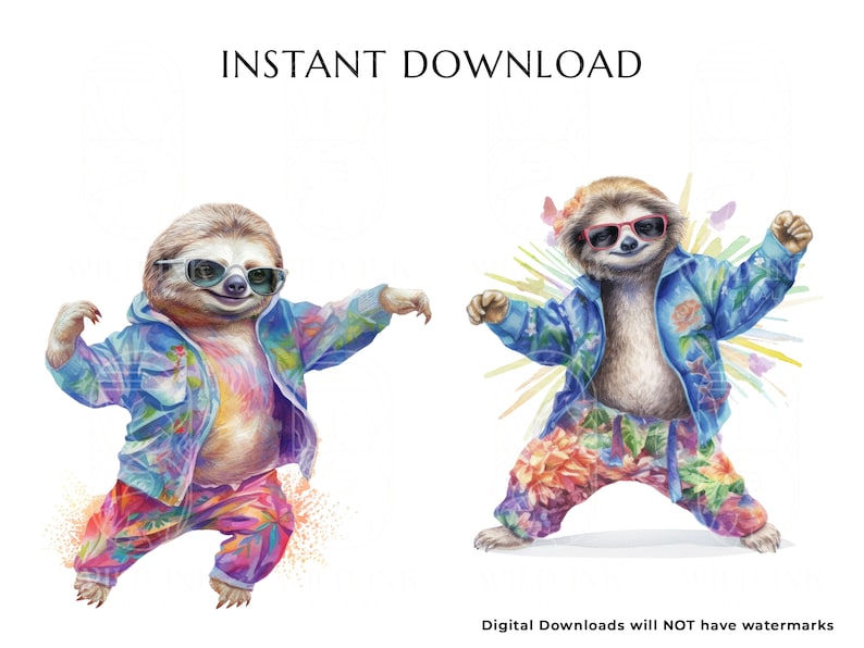 Dancing Baby Sloth Clipart: Watercolor PNG Images (digital Download) - Etsy