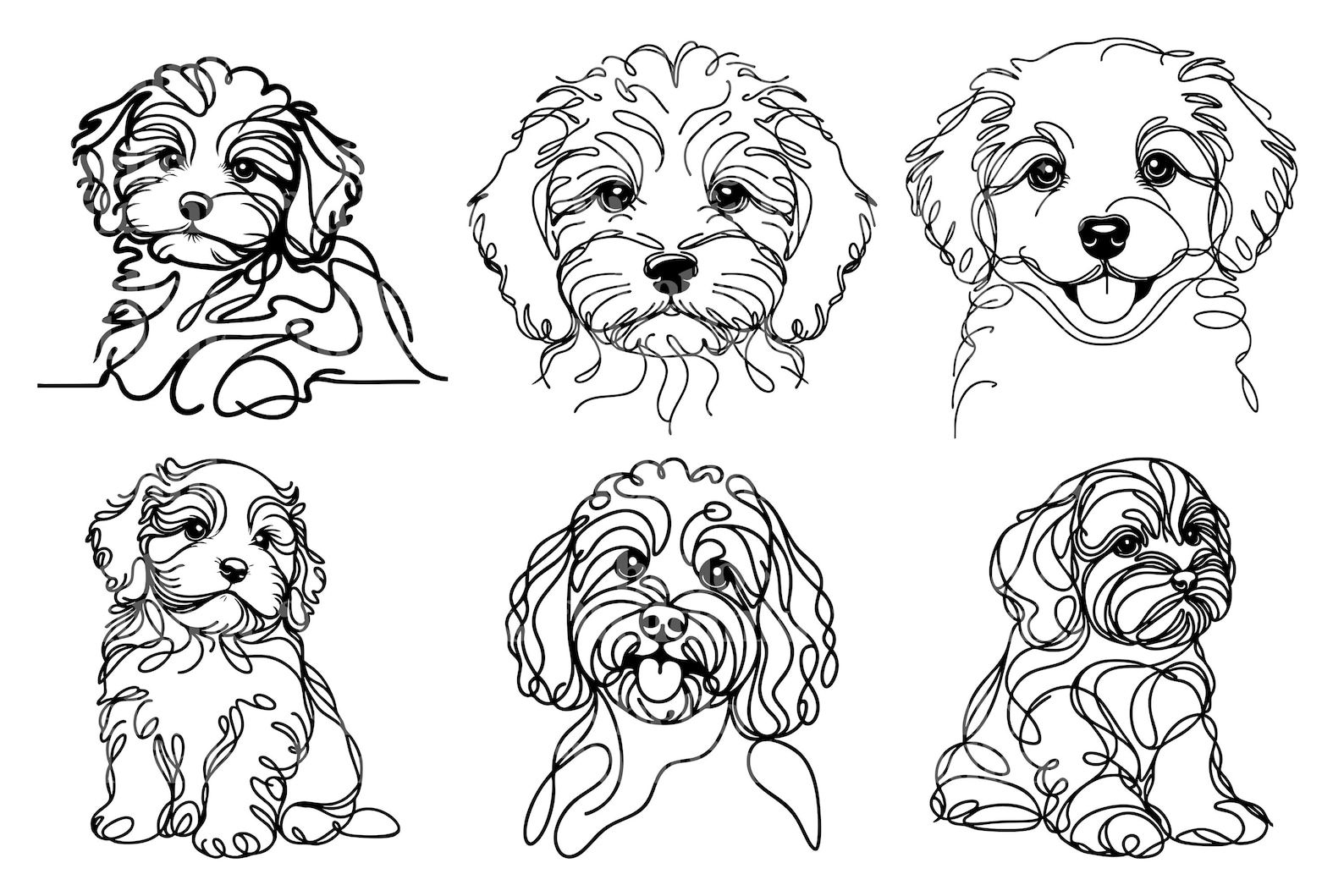 Cavapoo Line Cavapoo Line Art SVG & PNG Clipart Bundle: Minimalist Dog Tattoo Design ...