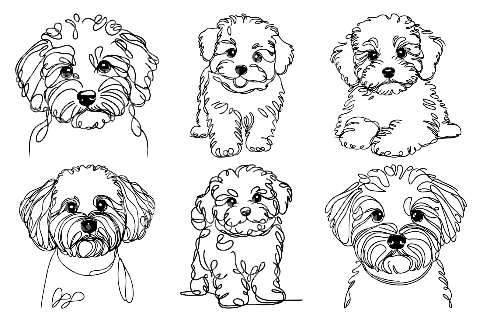 Maltipoo Line Art Clipart Bundle: Minimalist Dog SVG, PNG (digital ...
