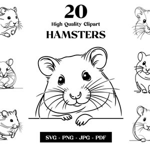 Hamster SVG Clipart, minimalistische Strichzeichnungen, Logo Tier Vektor, moderne Kunst, Tattoo & Sublimation Design, Stickerei, digitaler Download