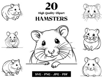 Hamster SVG Clipart: Minimalist Line Art, Tattoo Design (Digital Download)