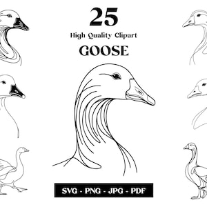 Goose SVG Clipart, Farm Minimalist Line Art, Logo Animal Vector, Sztuka nowoczesna, Projekt tatuażu i sublimacji, Haft, Pobieranie cyfrowe