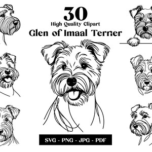Bundle di clipart SVG e PNG Glen of Imaal Terrier: arte al tratto digitale, disegno di cane vettoriale minimalista per sublimazione, amante dei cani, download digitale